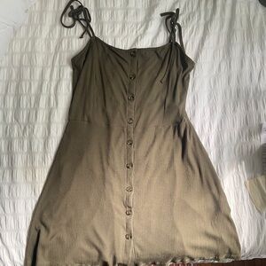 NWT Topshop Button Up Mini Dress in Olive Green - Size US 10